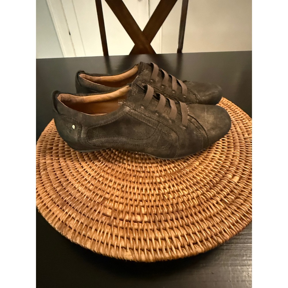 Earthies Womens Slip On Sneakers Brown Metallic Distressed Low Top Shoes